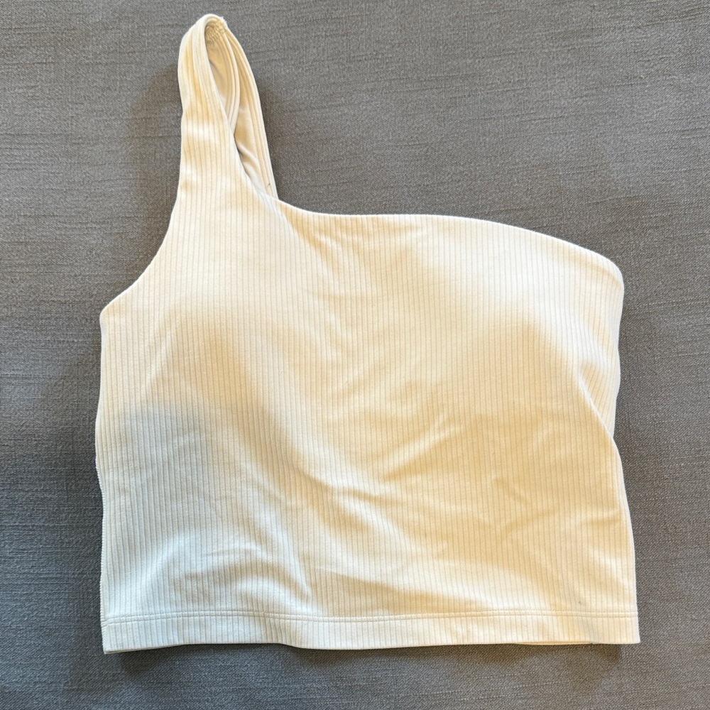 Lululemon Athletica Off-White Ribbed One-Shoulder Tank